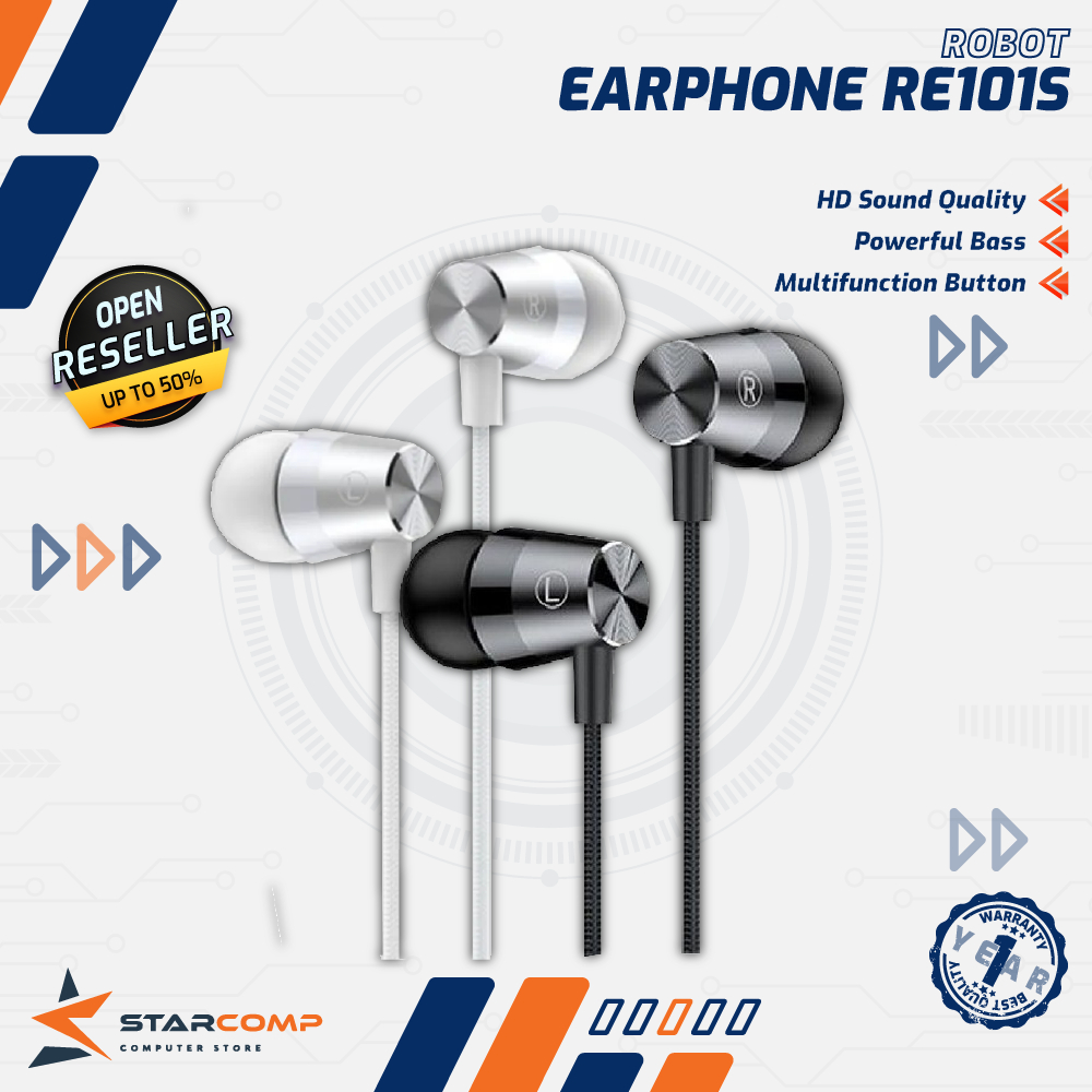 Jual Earphone Robot Re S Original Headset Hd Sound Bass Shopee