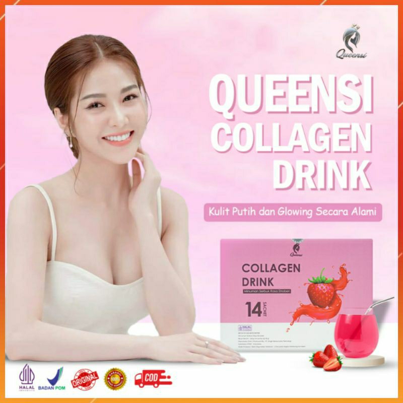 Jual QUEENSI COLLAGEN DRINK STRAWBERRY WITH KOLAGEN BOVINE PEPTIPLUS