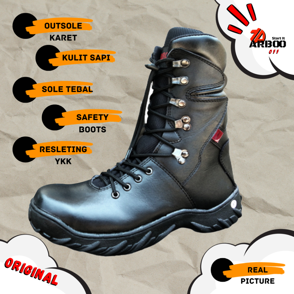 Jual Sepatu Pdl Militer Hitam Safety Shoes Pria Ujung Besi Terbaruu