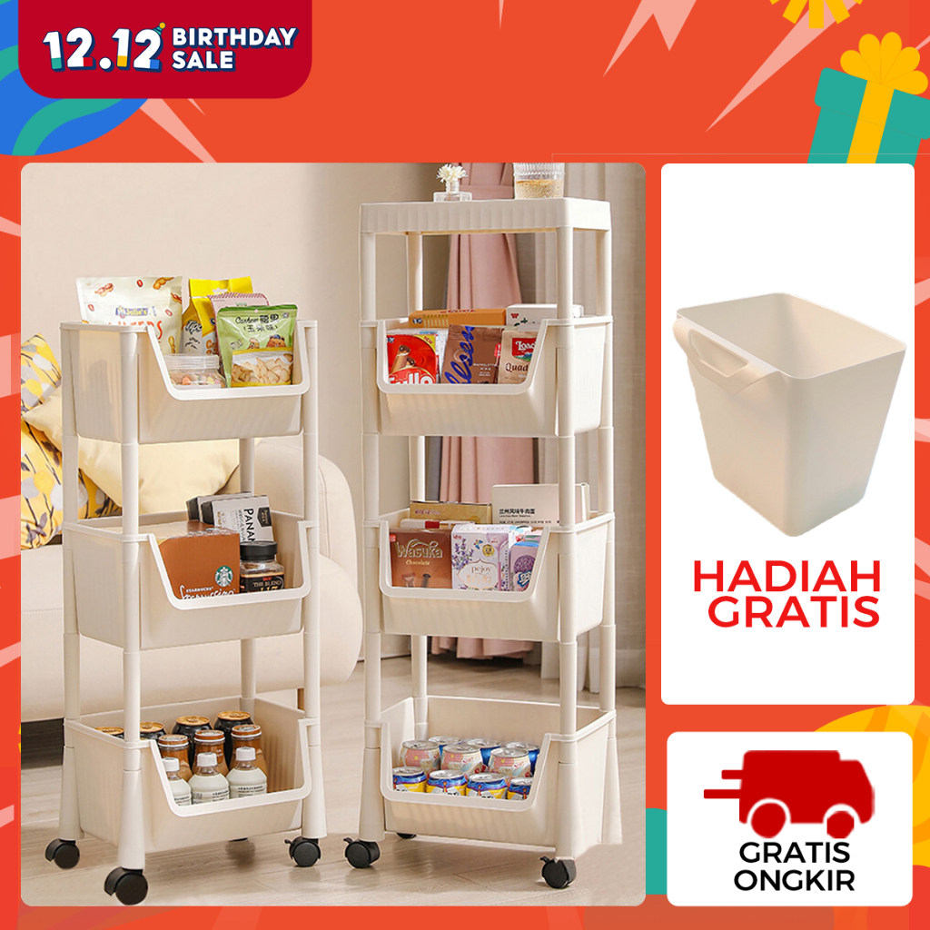 Jual Hadiah Gratis Homes Rak Susun Serbaguna Rak Trolley Susun Rak