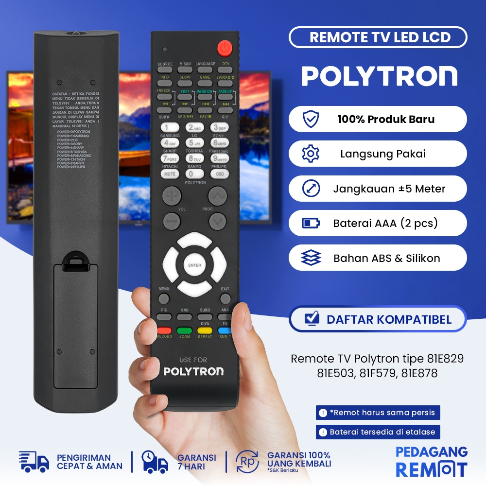 Jual REMOT REMOTE TV POLYTRON LCD LED SMART TV TABUNG Shopee Indonesia