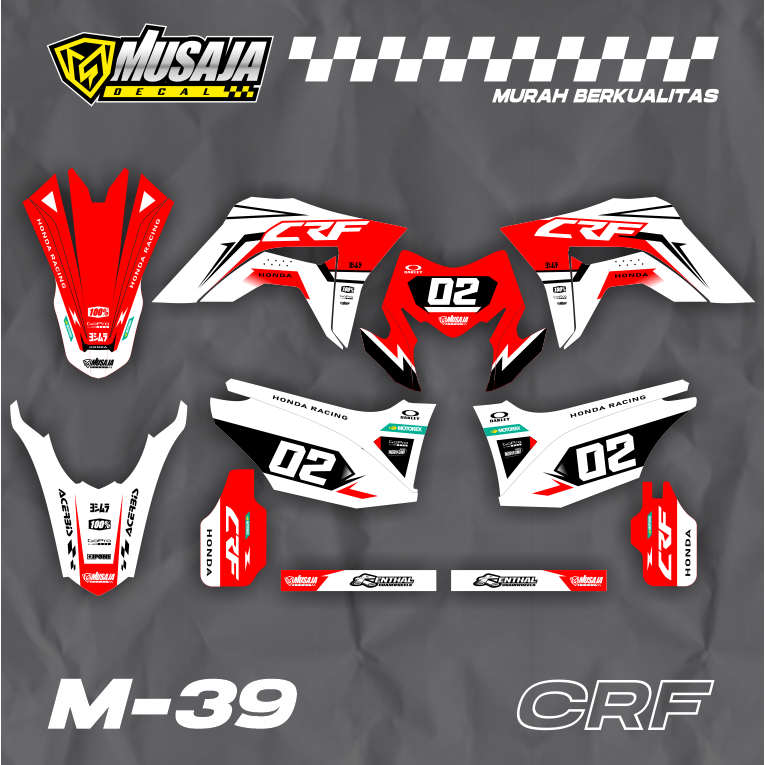 Jual Decal CRF Motif Merah Putih Fullbody Dekal Crf Full Body