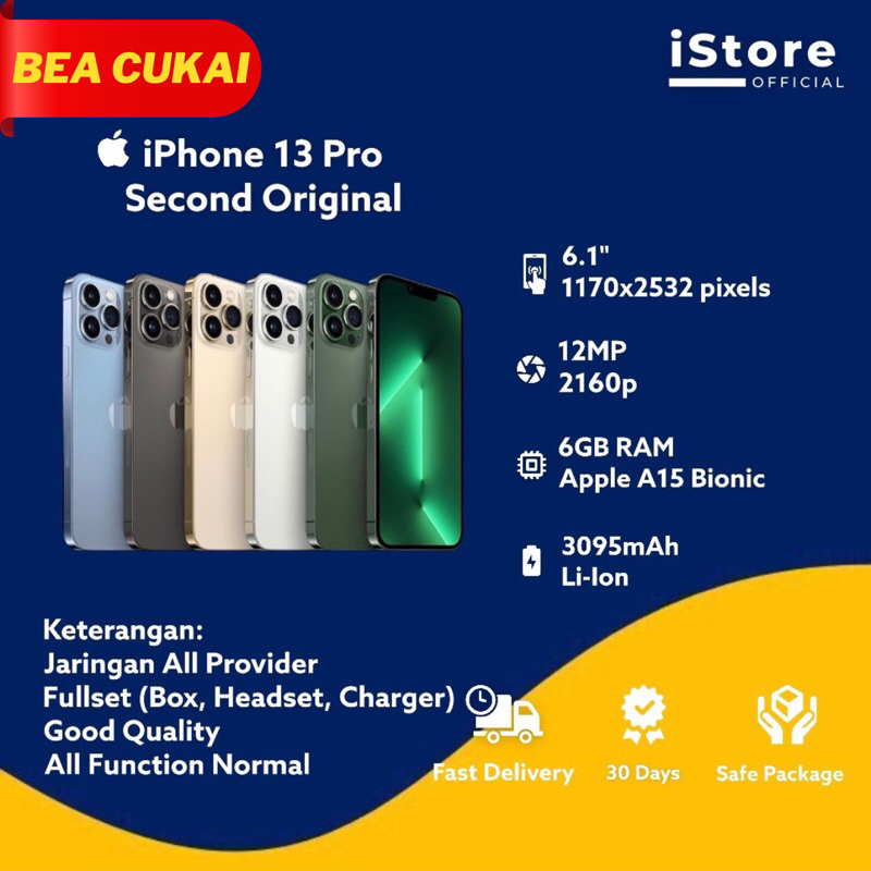 Jual IMEI BEA CUKAI IPhone 13 Pro 128GB 256GB 512GB 1TB Second Bekas