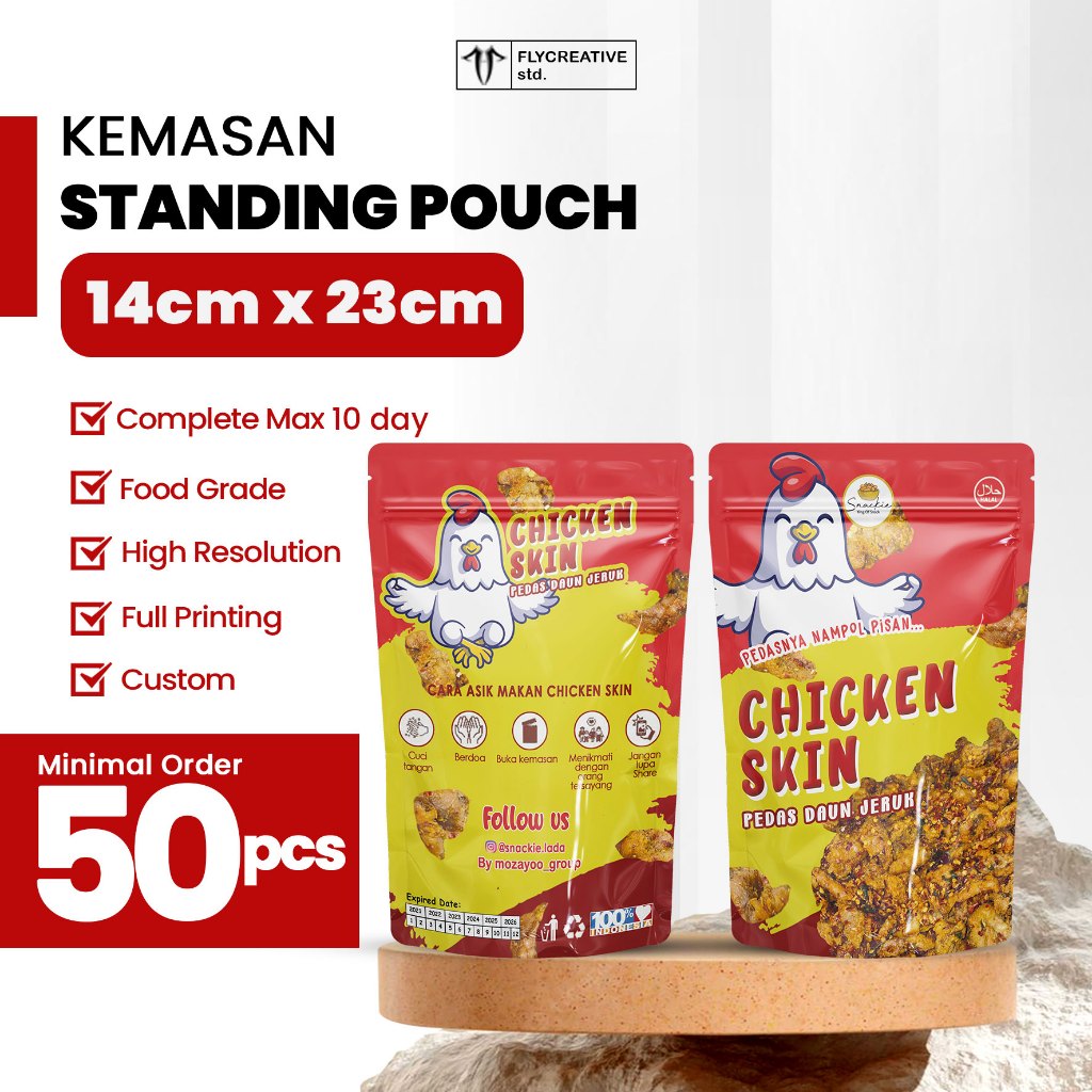 Jual 14x23cm Cetak Standing Pouch Full Printing Cetak Kemasan Standing