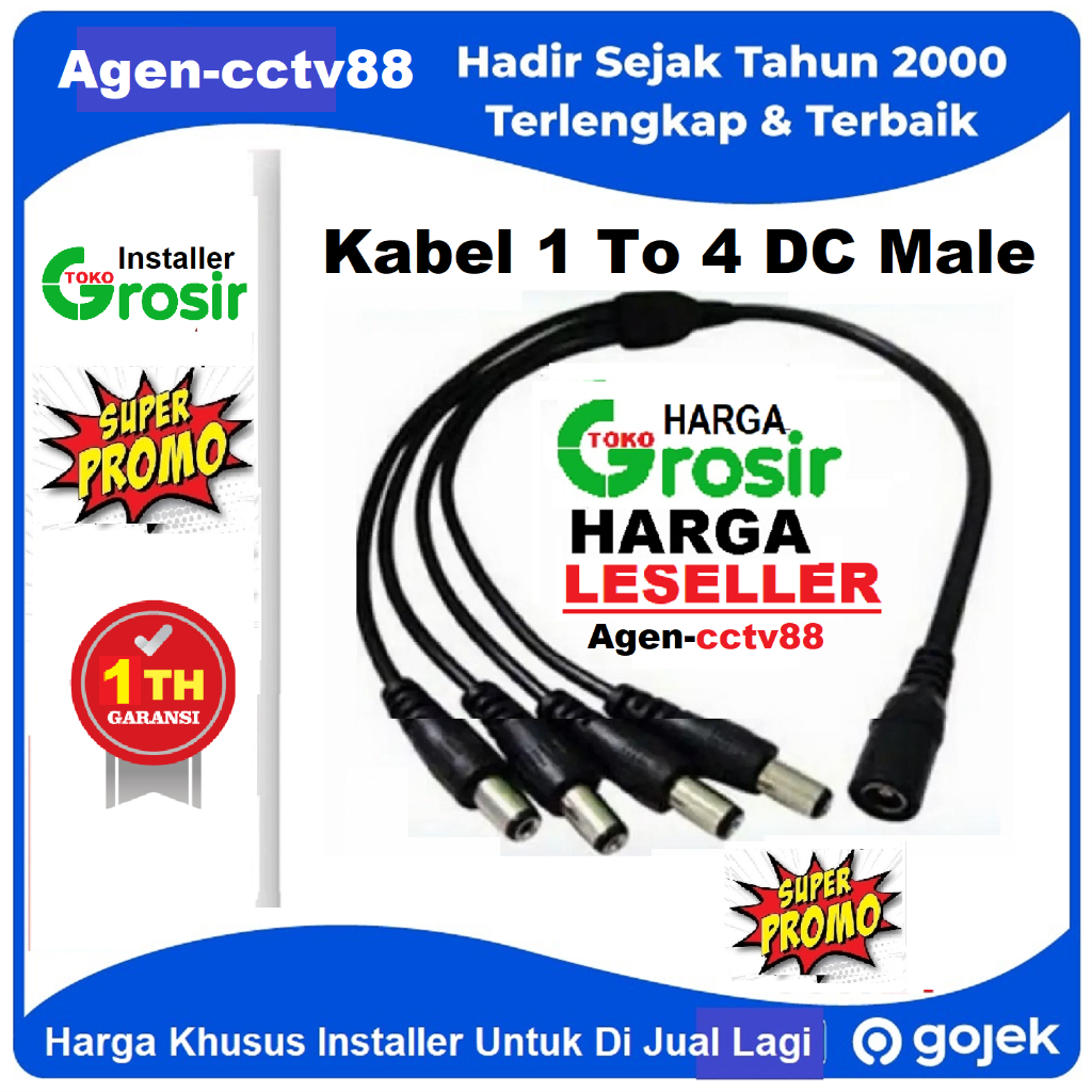 Jual Kabel Jack DC Adaptor Cumi Cabang Splitter 4 Untuk CCTV LED