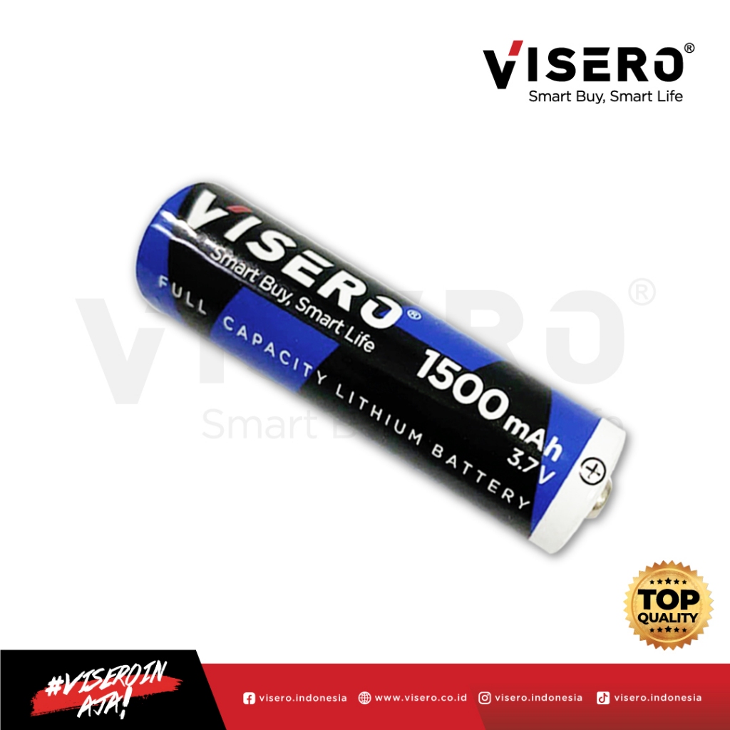 Jual Baterai Battery Lithium Visero 18650 Full Kapasitas 3 7V Kepala