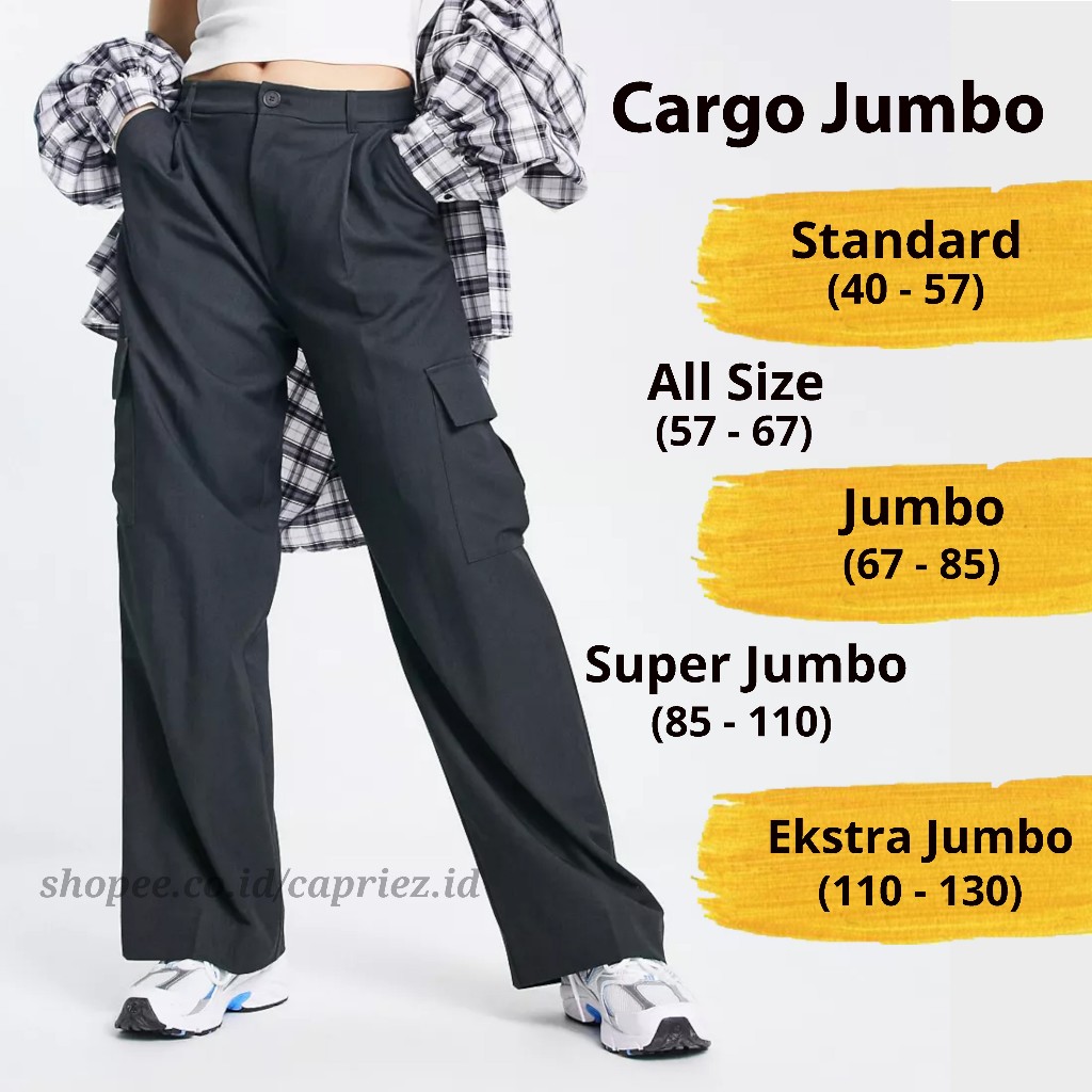 Jual Cargo Pants Wanita Jumbo Highwaist Celana Cargo Super Jumbo