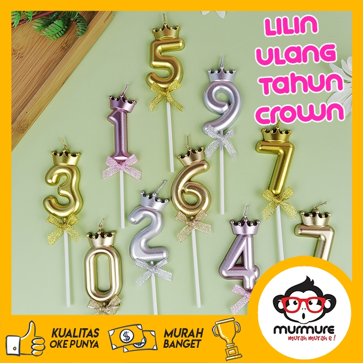 Jual Murmure Lilin Ultah Ulang Tahun Angka Mahkota Crown Birthday