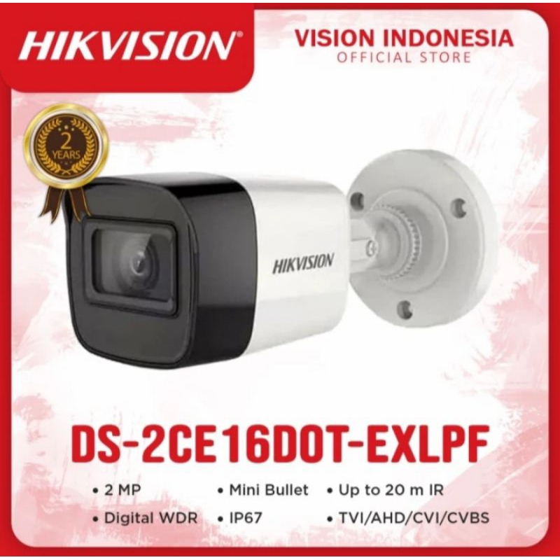 Jual HIKVISION DS 2CE16D0T EXLPF 2MP Dual Light Fixed Mini Bullet