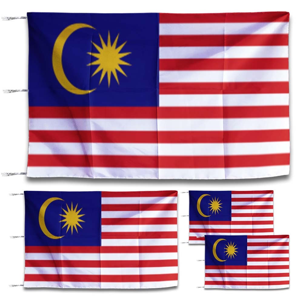 Jual Bendera Negara Malaysia Warna Cerah Tahan Pudar Bahan Satin Peles