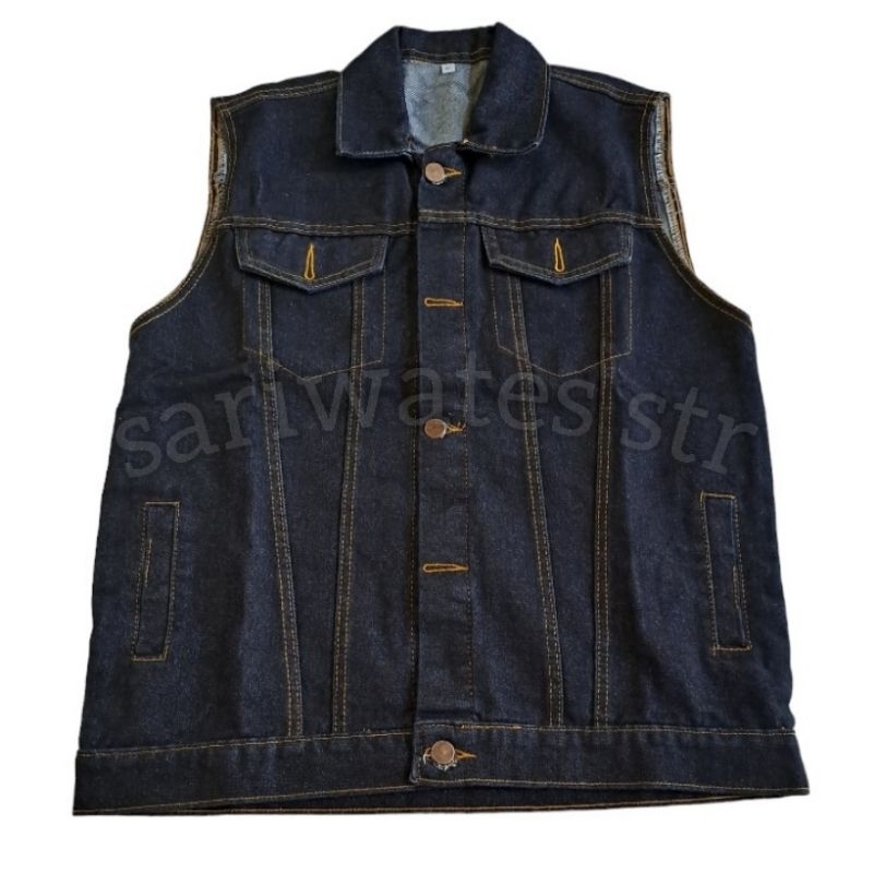 Jual Rompi Jeans Pria Jumbo Vest Bigsize Rompi Motor Denim Garmen M L