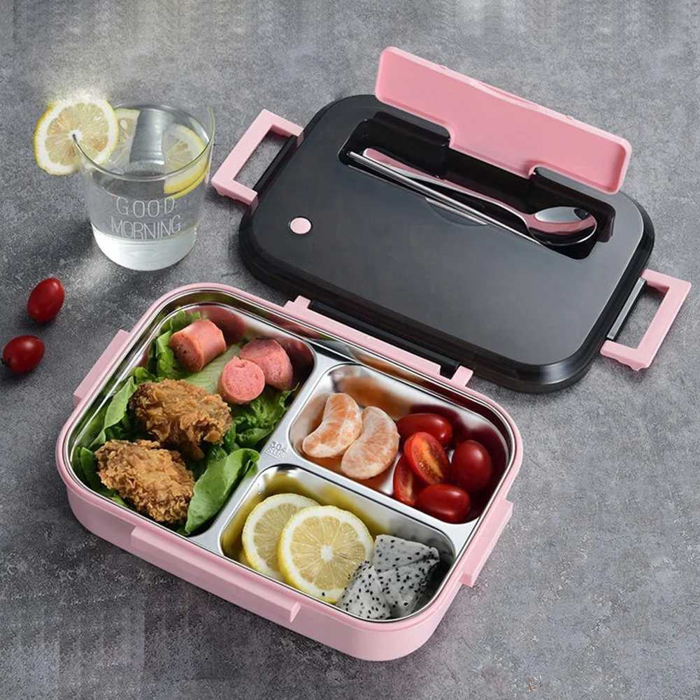 Jual Kotak Makan Bekal Anti Tumpah Stainless Steel 3 Sekat Lunch Box