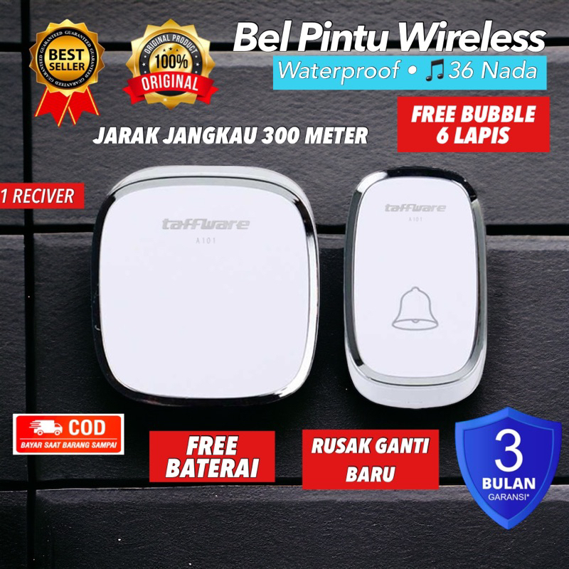 Jual Bel Pintu Rumah Wireless Tanpa Kabel Waterproof Anti Air Bell