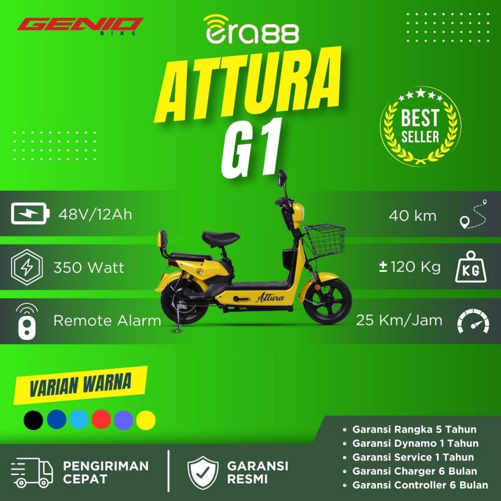 Jual Sepeda Listrik GENIO ATTURA G1 48V 12Ah Garansi Resmi Shopee