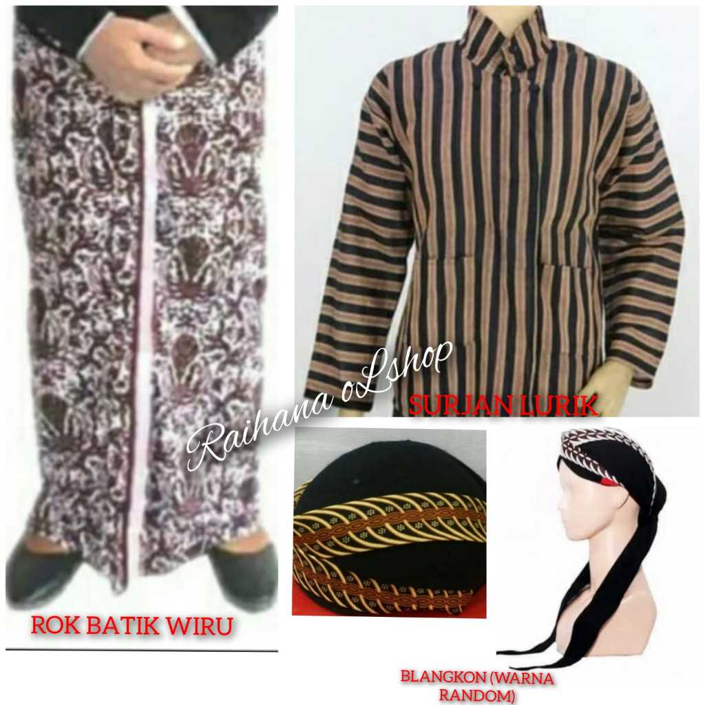 Jual BAJU ADAT JAWA PRIA SURJAN LURIK ROK BATIK WIRU INSTAN