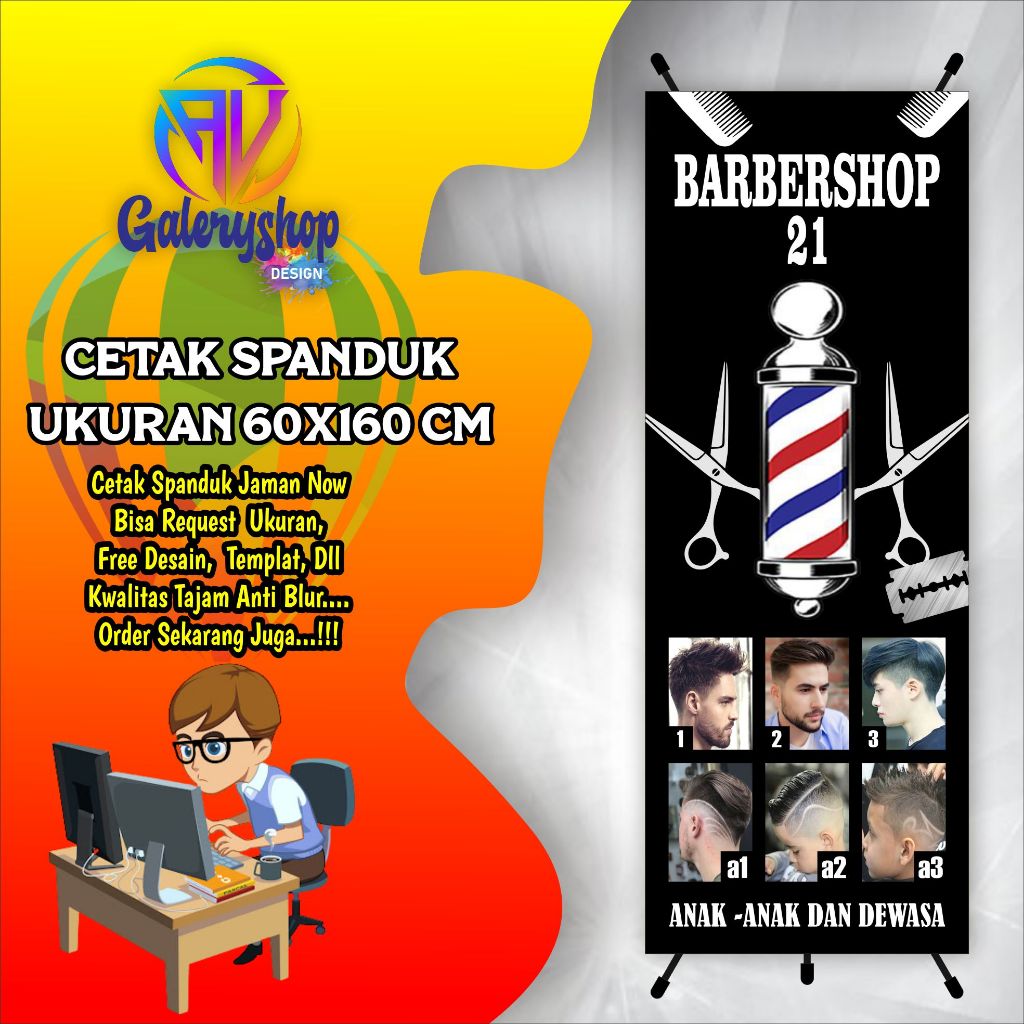 Jual Mmt Spanduk Banner Barbershop Pangkas Rambut Dll Ukuran