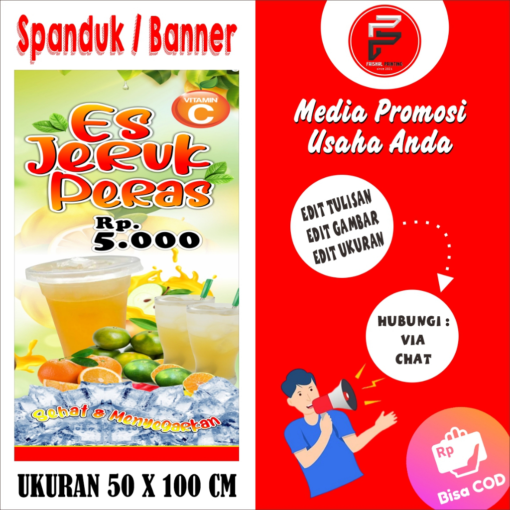 Jual Spanduk Es Jeruk Banner Es Jeruk Peras Spanduk Minuman Ukuran