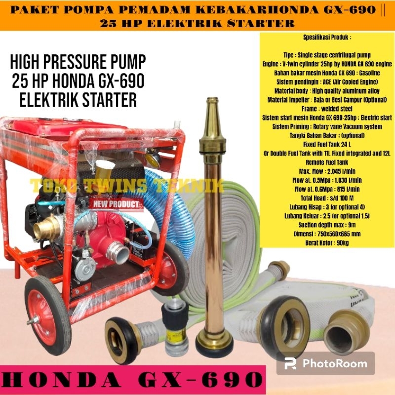 Jual Mesin Pompa Pemadam Honda Gx 690 25HP Komplit Siap Pakai