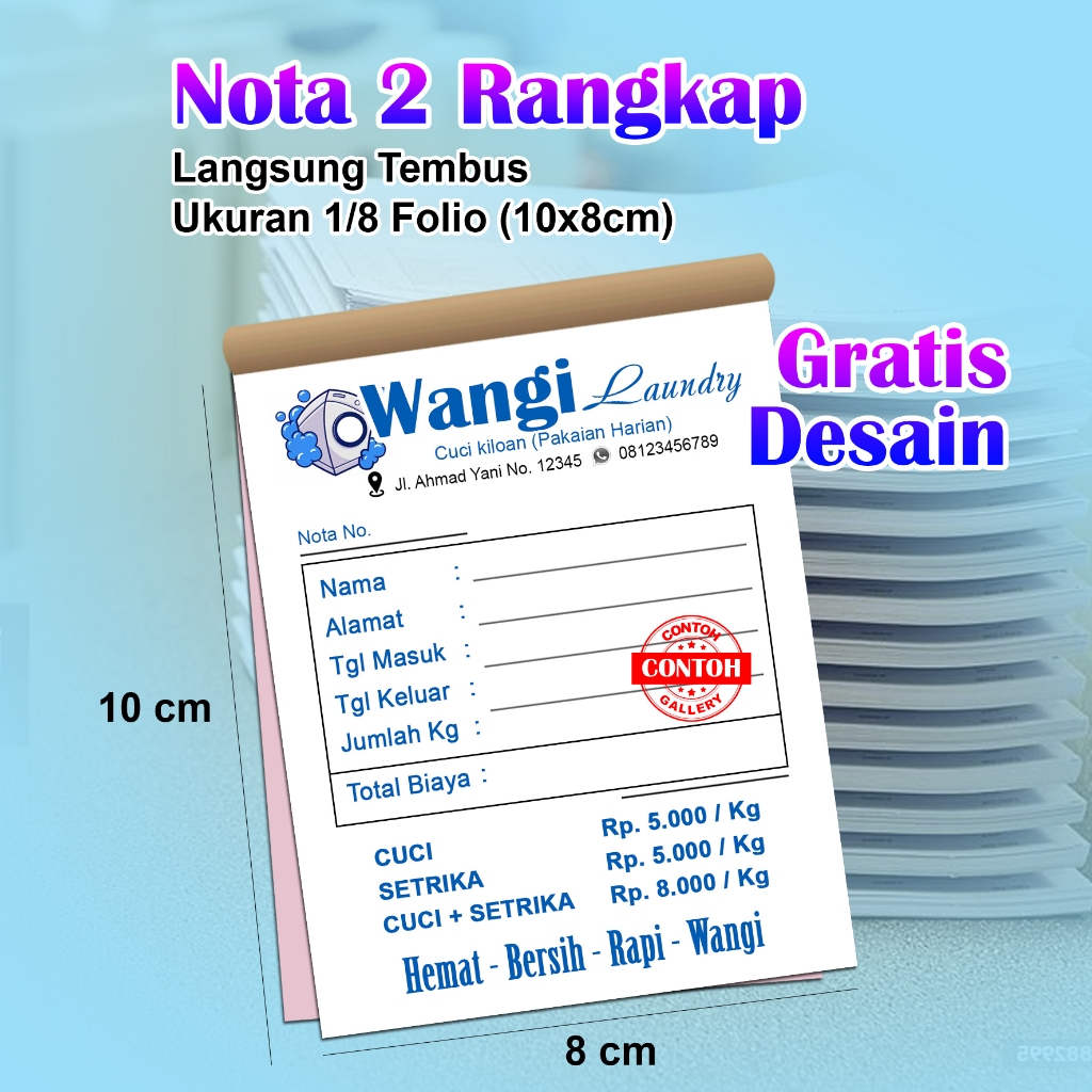 Jual Nota Konter HP Nota Laundry Nota Satuan Nota Custom Nota Nama