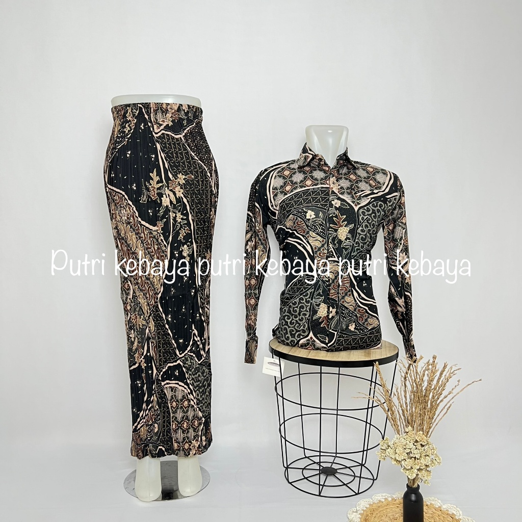 Jual Set Couple Kemeja Dan Rok Plisket Batik Couple Kondangan Batik