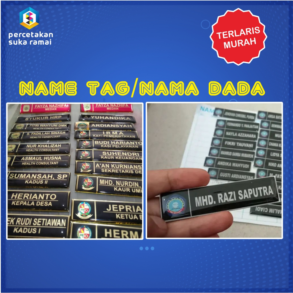 Jual Name Tag Nama Dada Kuningan Stainless Akrilik Peniti Magnet Paku