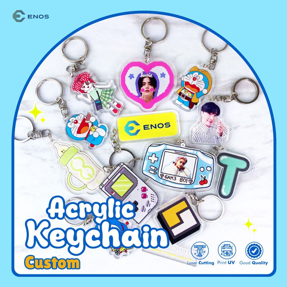 Jual GANTUNGAN KUNCI CUSTOM GANCI KEYCHAIN LASER CUTTING PRINT UV