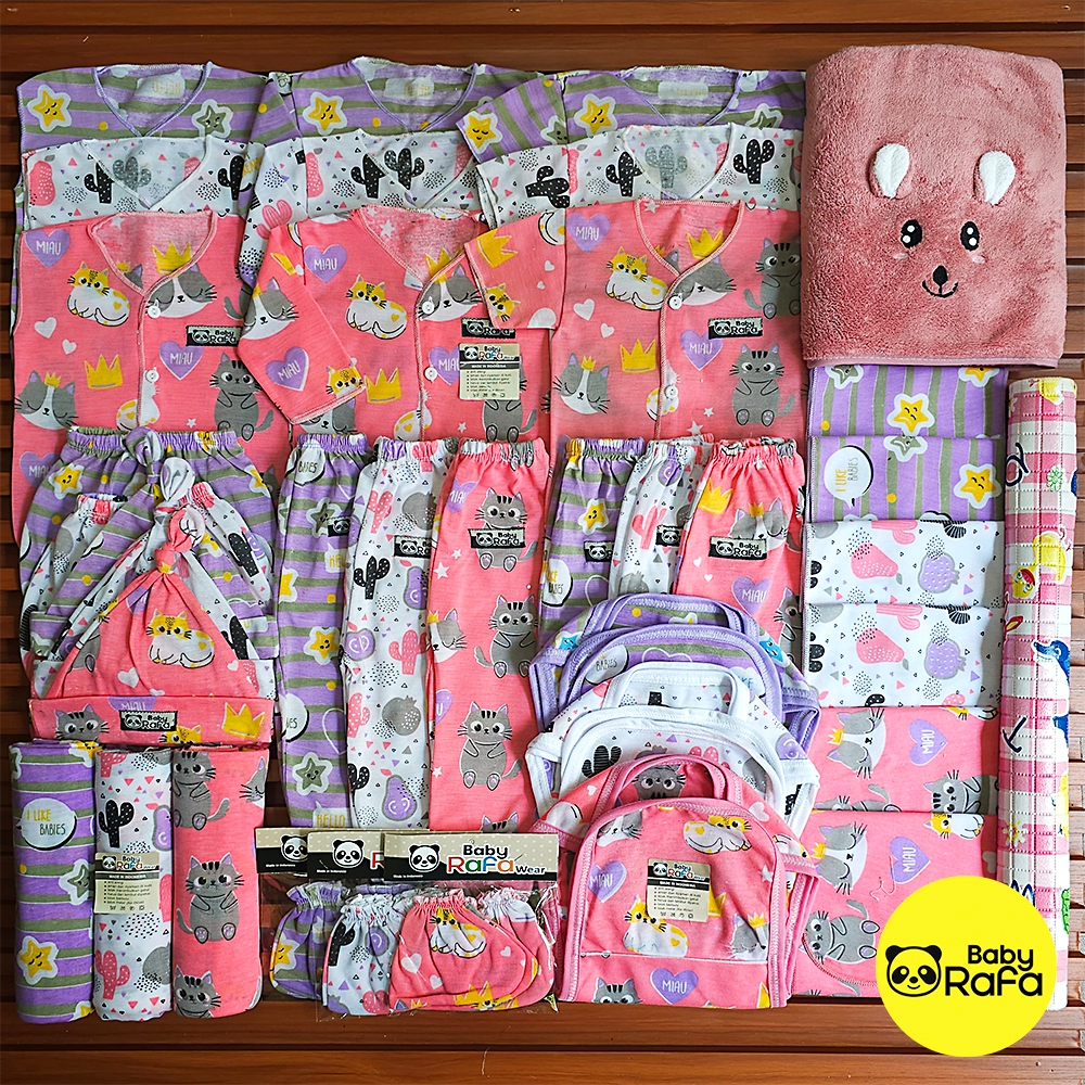 Jual 50 PCS Paket Hemat Terkomplit Baju Bayi Baru Lahir Full Printing