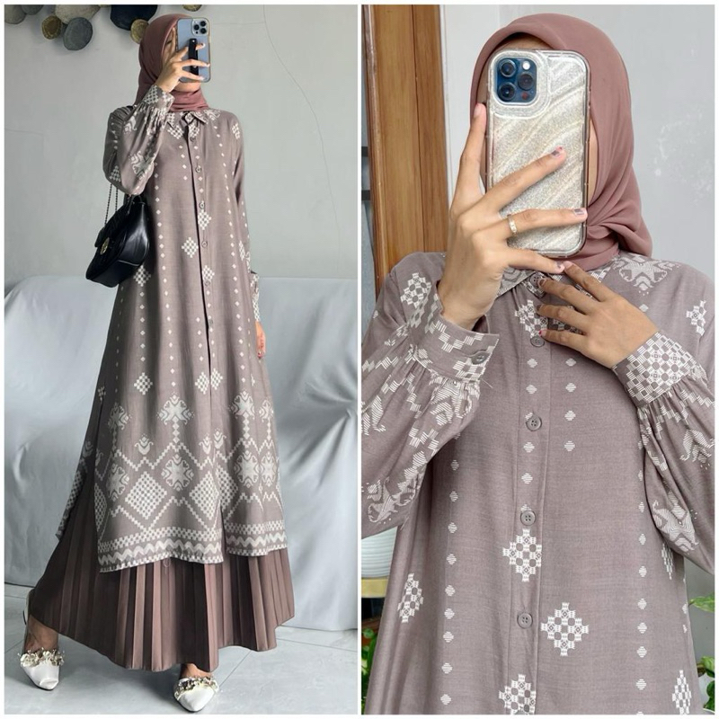 Jual Nevila Tunik Part By Zalfa Outfit Long Tunik Rayon Motif