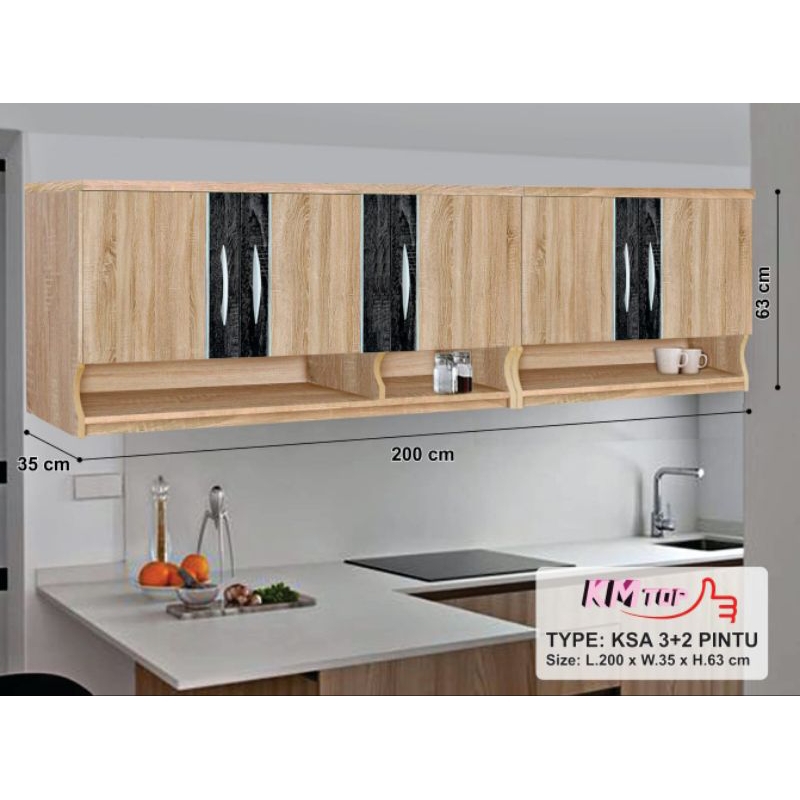 Jual Kitchen Set Atas Minimalis Lemari Gantung Pintu KSA KMtop