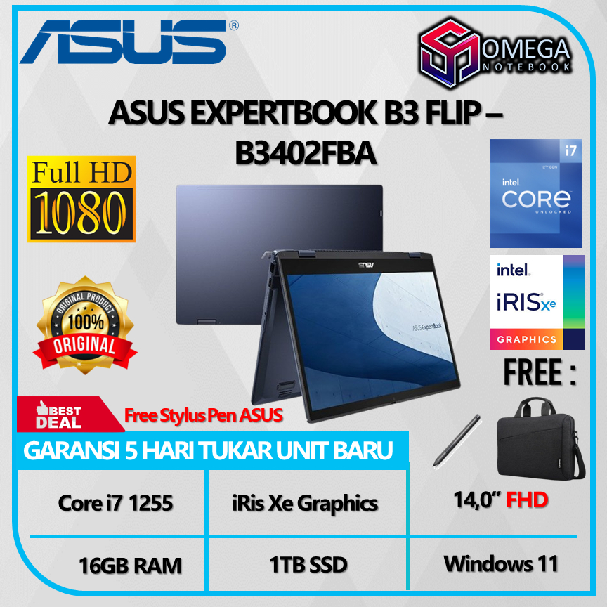 Jual ASUS EXPERTBOOK B3 FLIP B3402FBA I7 1255 16GB 1TB IRis Xe 14 0