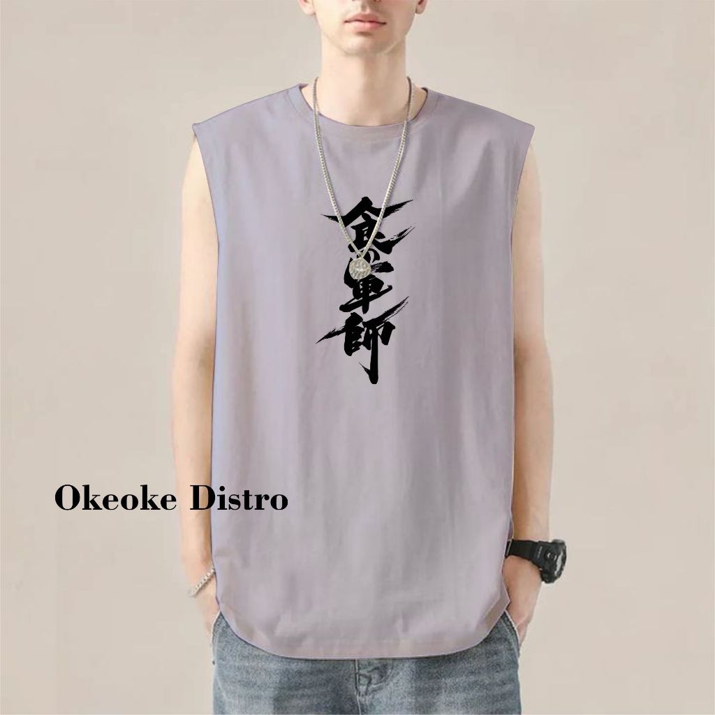 Jual Baju Kaos Singlet Pria Dewasa New Kanji Gym Santai Trendy Size M