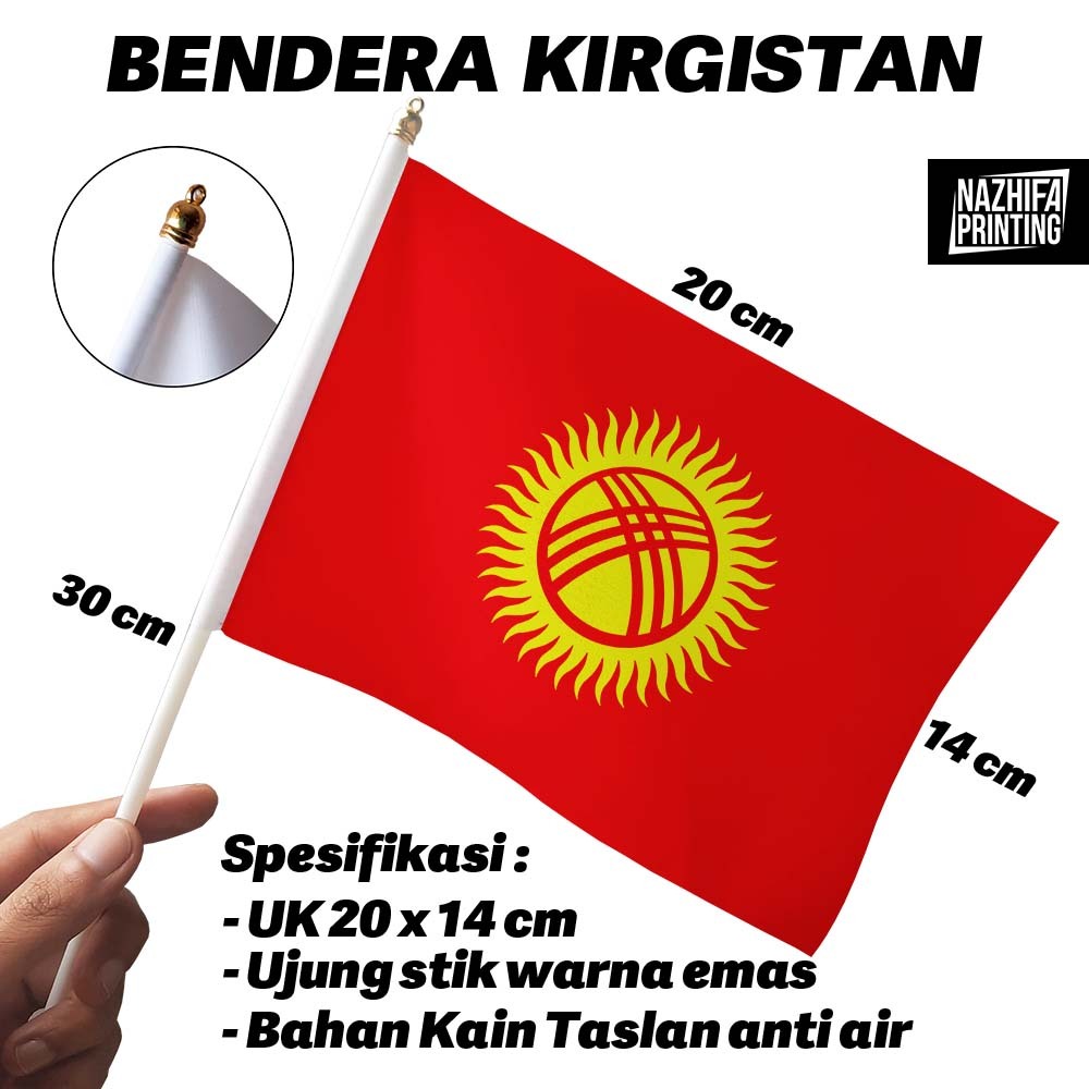 Jual Bendera Stik Tangan Negara Kirgistan Kyrgyzstan Sudah Termasuk