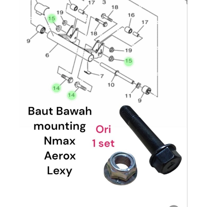 Jual Baut Mounting Bawah Yamaha Aerox Lexy Nmax Shopee Indonesia