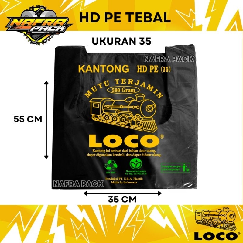 Jual PAKETAN Kantong Plastik Kresek LOCO HD PE Tebal Hitam Ukuran 35 40