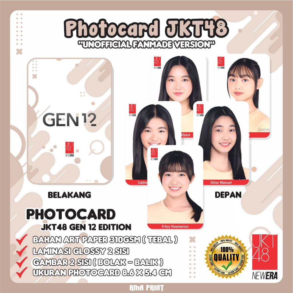 Jual PHOTOCARD JKT48 Unofficial Fanmade Gen12 Shopee Indonesia