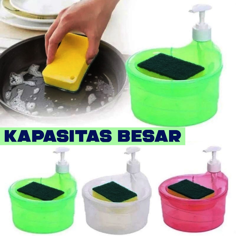 Jual GRATIS SPONS Tempat Cuci Piring 2in1 Dispenser Sabun Cair Wadah