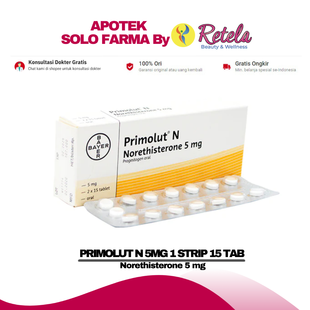 Jual PRIMOLUT N 5MG 1 STRIP 15 TABLET NORETHISTERONE 5 MG Shopee