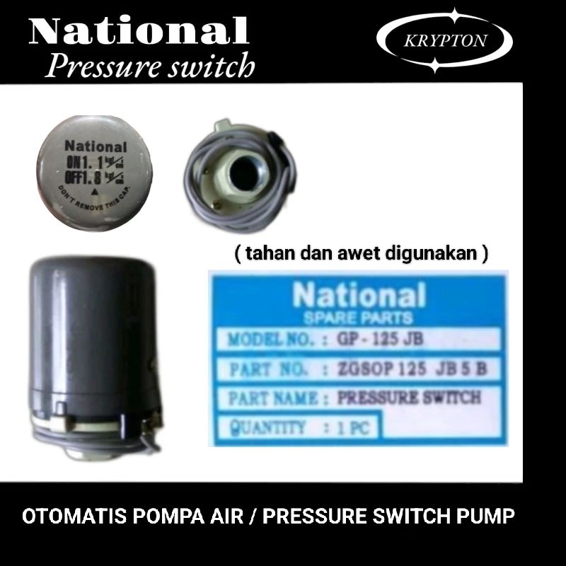 Jual NATIONAL Otomatis Pompa Air Pressure Switch Pump Tahan Dan