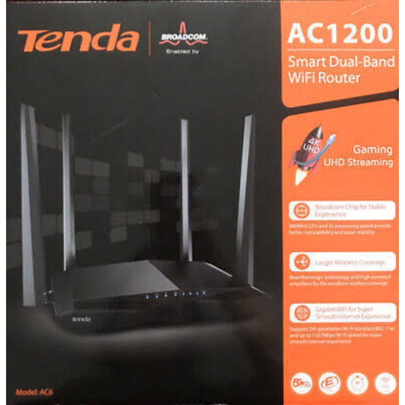 Jual TENDA AC6 AC1200 Wireless Router Dual Band Gigabit Shopee