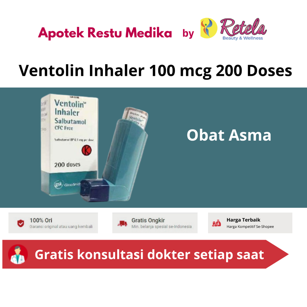 Jual Ventolin Inhaler Mcg Dosis Obat Asma Shopee Indonesia