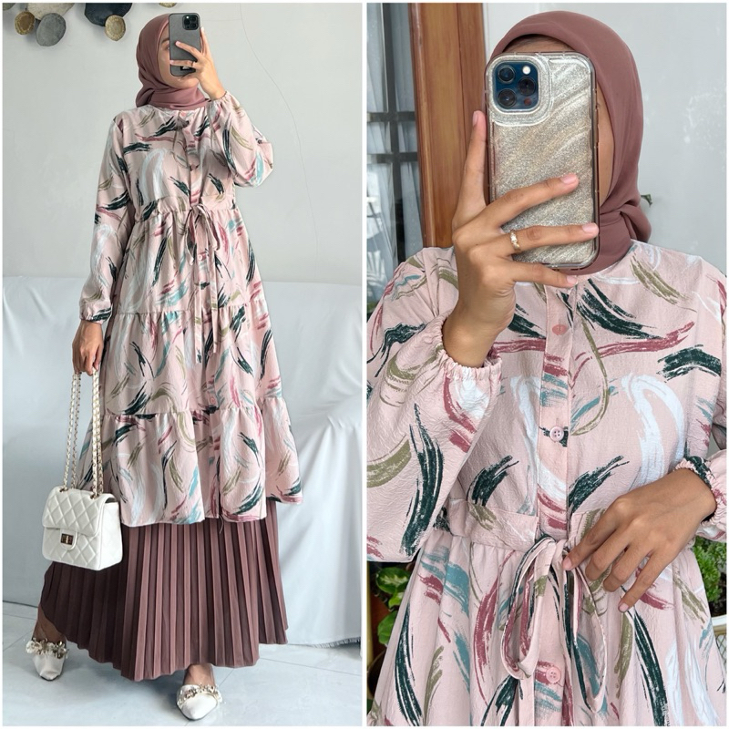 Jual CORLA Tunik By ZALFA OUTFIT Tunik Crincle Motif Premium Shopee