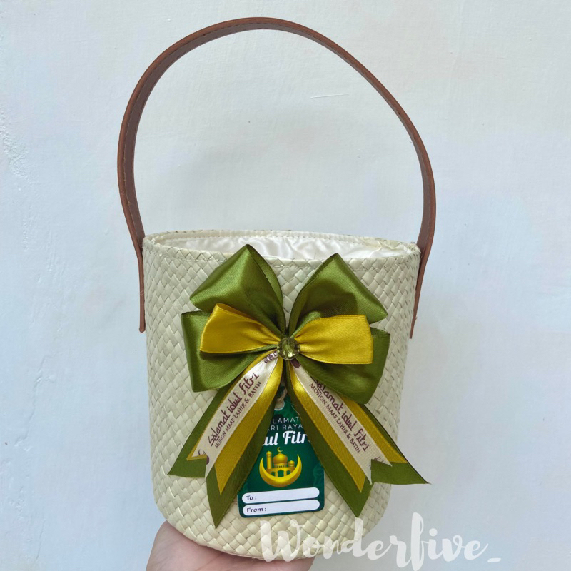 Jual READY Tas Keranjang Parcel Hampers Ember Anyaman Pandan Kulit