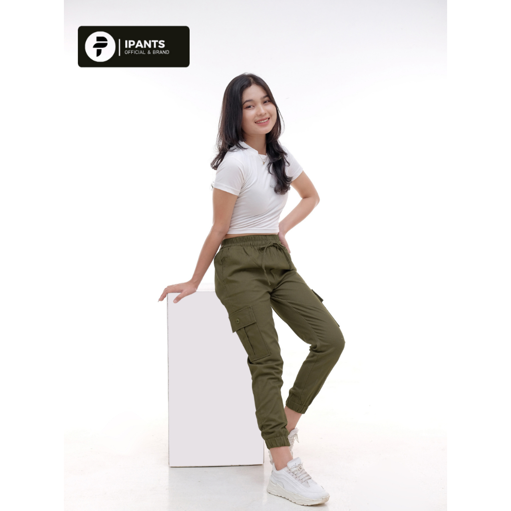 Jual Ipants Jessie Cargo Pants Wanita Highwaist Jumbo Celana Jogger