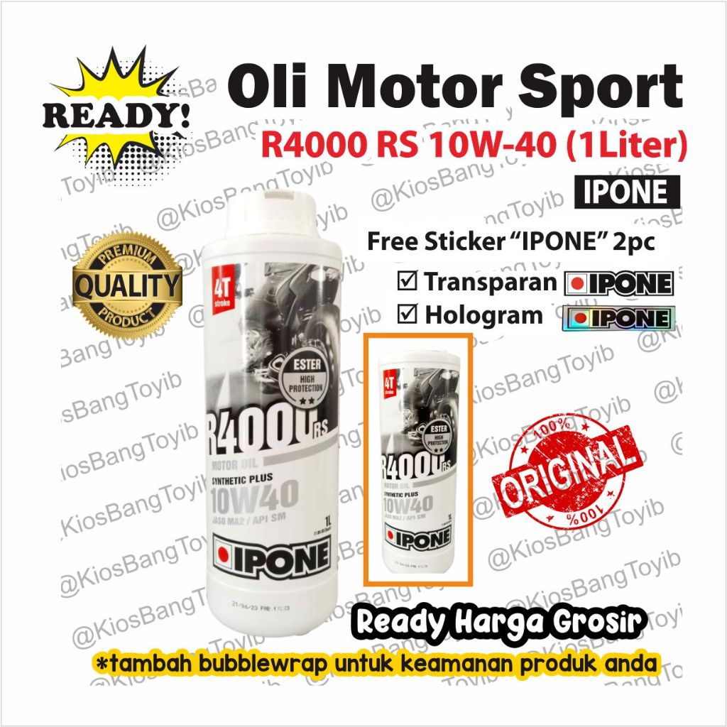 Jual Oli Mesin Motor 4T Synthetic IPONE R4000 RS 10W40 1Liter Original