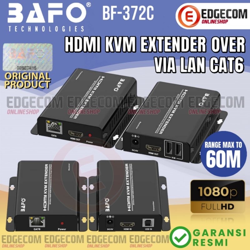 Jual BAFO HDMI KVM EXTENDER 60 METER VIA KABEL LAN CAT6 BF 372E