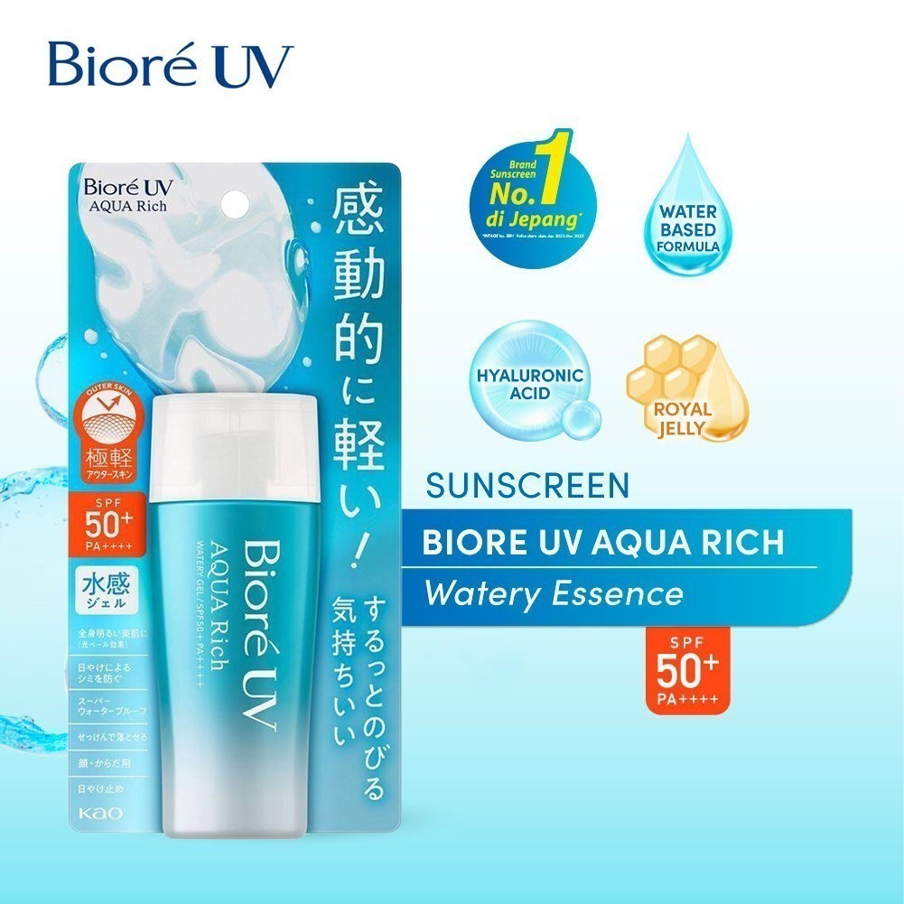 Jual Biore UV Aqua Rich Sunscreen Watery Gel Watery Essence SPF 50 PA