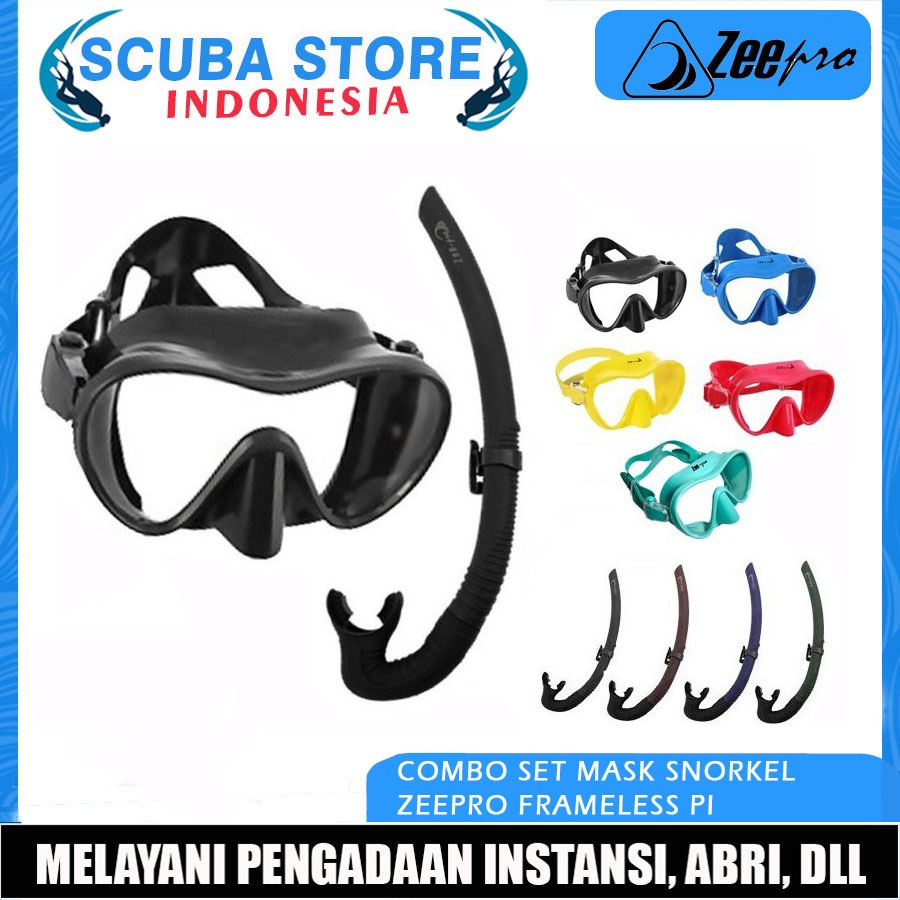 Jual Paket Combo Set Mask Zeepro Frameless PI F1 Snorkel Low Profile