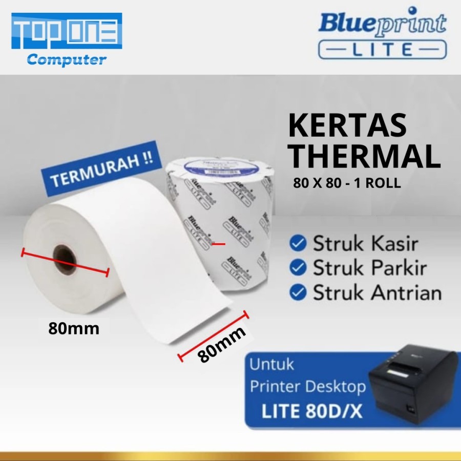 Jual KERTAS THERMAL BLUEPRINT LITE 80x80 Mm 80 X 80 Mm 1 Roll