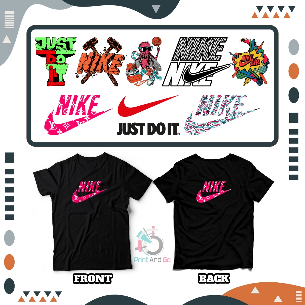 Jual SABLON SETRIKA STICKER DTF TEMA BRAND V5 NIKE LOGO UKURAN 14 16CM