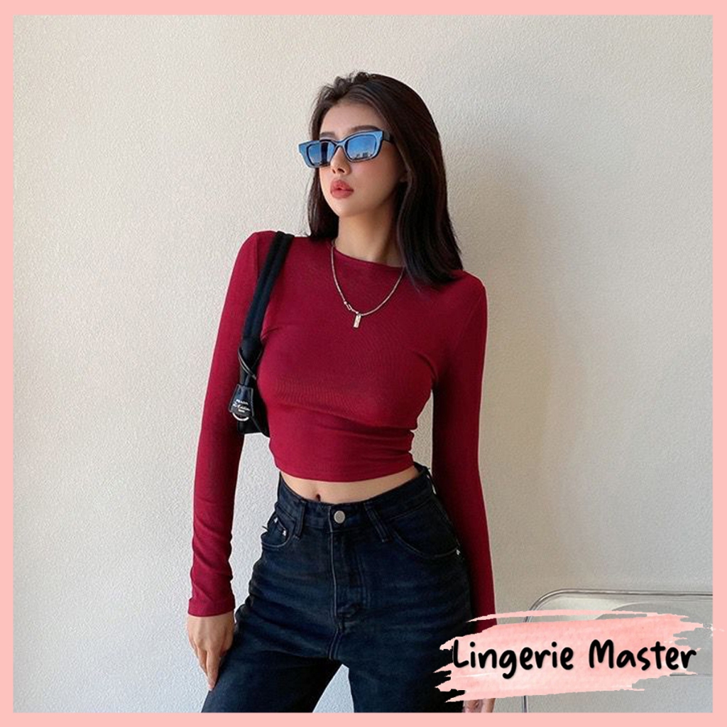 Jual Lingerie Master T Long Sleeve Slim Fit Basic Top Baju